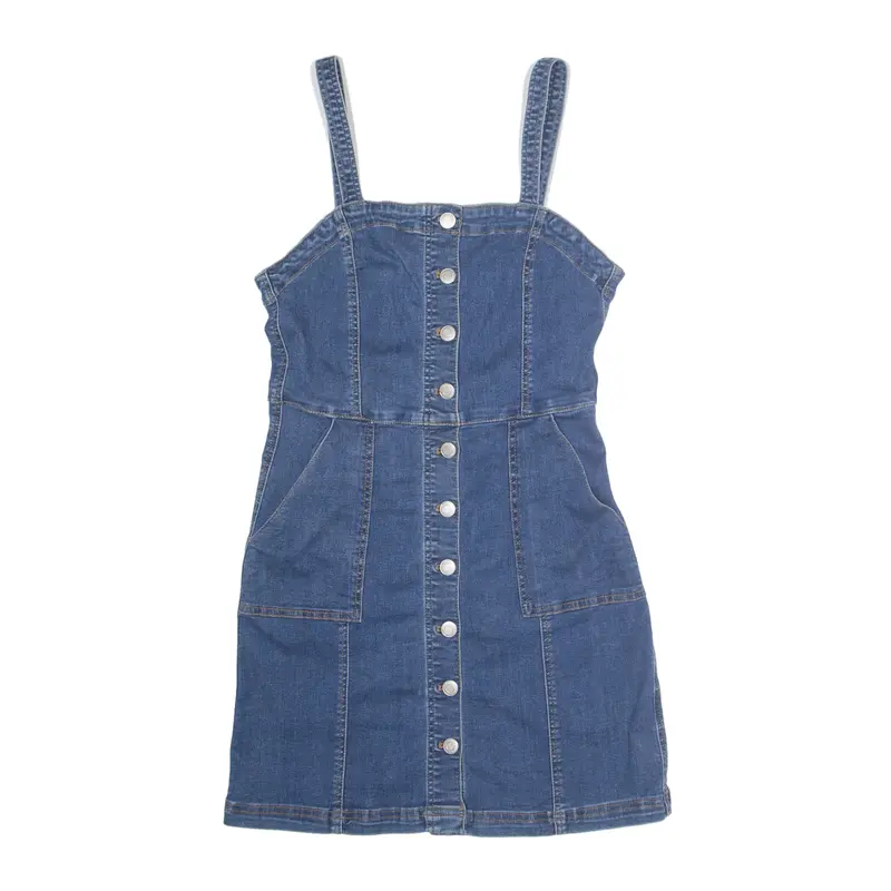 TALLY WEIJL Dungaree Dress Blue Sleeveless Short Womens UK 10