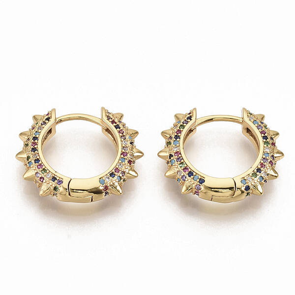 Brass Micro Pave Cubic Zirconia Hoop Earrings