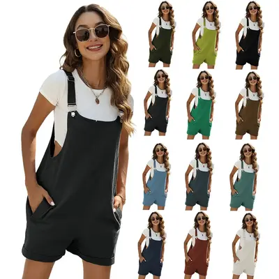 Naeduo Women's Cotton Linen Short Overalls | 2025 Coastal Cowgirl Summer Must-Have | Adjustable Bib Straps Giant Pockets | Co...