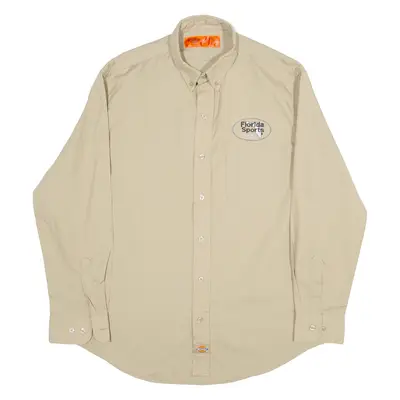DICKIES Florida Sports Mens Worker Shirt Brown Long Sleeve L