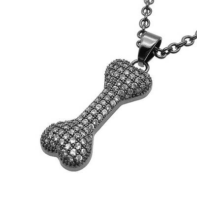 Bone Stainless Steel Rhinestone Pendant Necklaces for Women