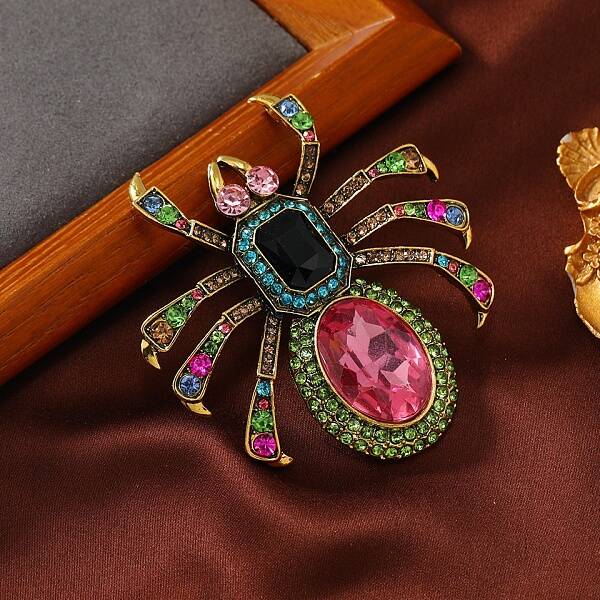 Spider Alloy Rhinestone Brooches