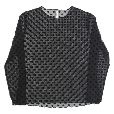 PAGE ONE Mesh Womens Top Black Long Sleeve Polka Dot XL