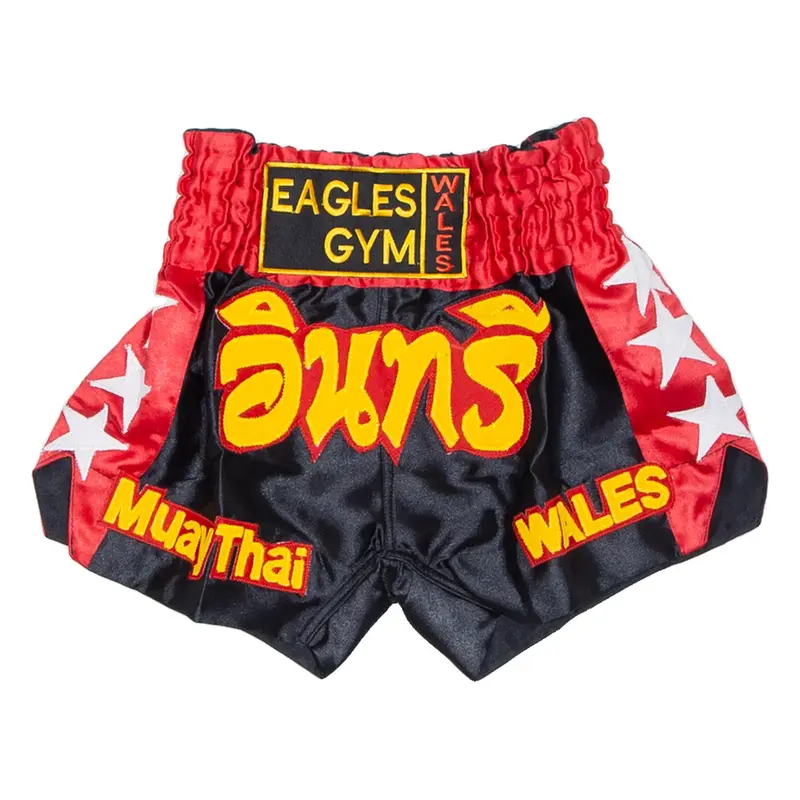 EAGLES GYM WALES Thai Boxing Mens Sports Shorts Red Relaxed S W22