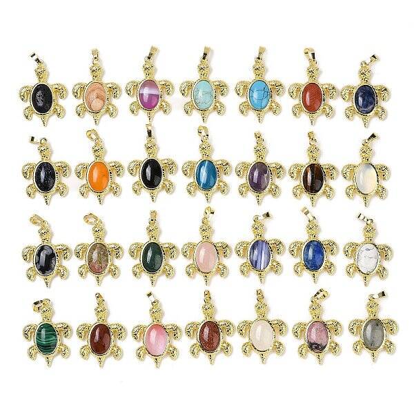 Natural & Synthetic Gemstone & Brass Pendants