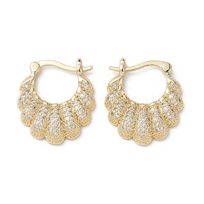 Flower Clear Cubic Zirconia Hoop Earrings