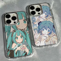 Cute Cartoon Kawaii Hatsune Miku Creative For iPhone 16 15 14 13 12 11 Pro XR XS Max 7 8 Plus ShockCoveroof Soft Phone Y2K Co...