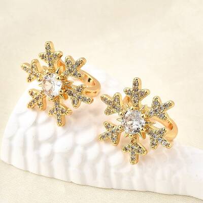 Brass Micro Pave Clear Cubic Zirconia Cuff Earrings