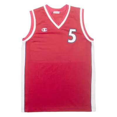 CHAMPION Basketball Boys Vest Red Sleeveless V-Neck 14Y