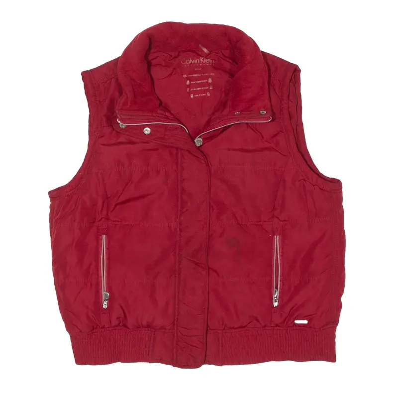 CALVIN KLEIN PERFORMANCE Puffer Gilet Red Womens XL