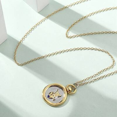 Brass Twelve Constellations Tarot Pendant Necklaces