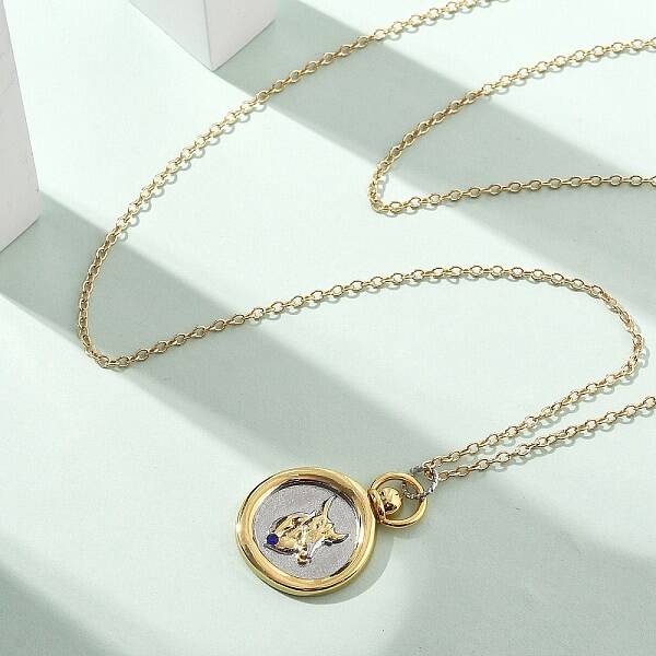 Brass Twelve Constellations Tarot Pendant Necklaces