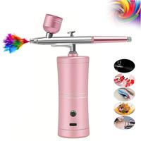 Rechargeable Airbrush Kit for Summer, Handheld Airbrush for Nails, Adjustable Nail Art Painting Cake Painting Airbrush, Makeu...