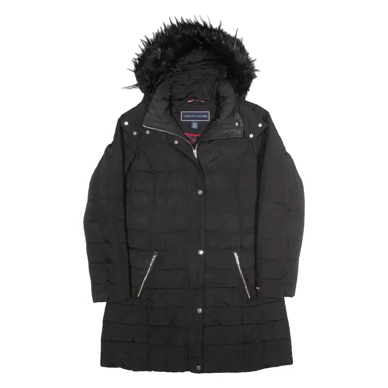 TOMMY HILFIGER Insulated Womens Puffer Coat Black Hooded S