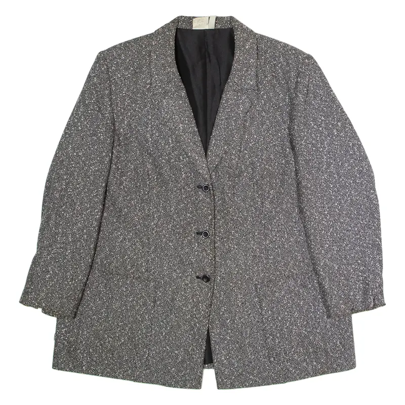 Womens Blazer Jacket Grey Knit Viscose 90s UK 24