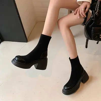 CHIKO Panya Round Toe Block Heels Ankle Boots