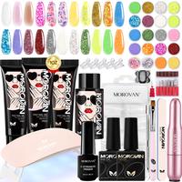 Morovan Poly Gel Nail Kit Set: With Nail Lamp and Drill 20 Glitter Colors Best Gift For Her Complete Poly Gel Nail Kit For Be...