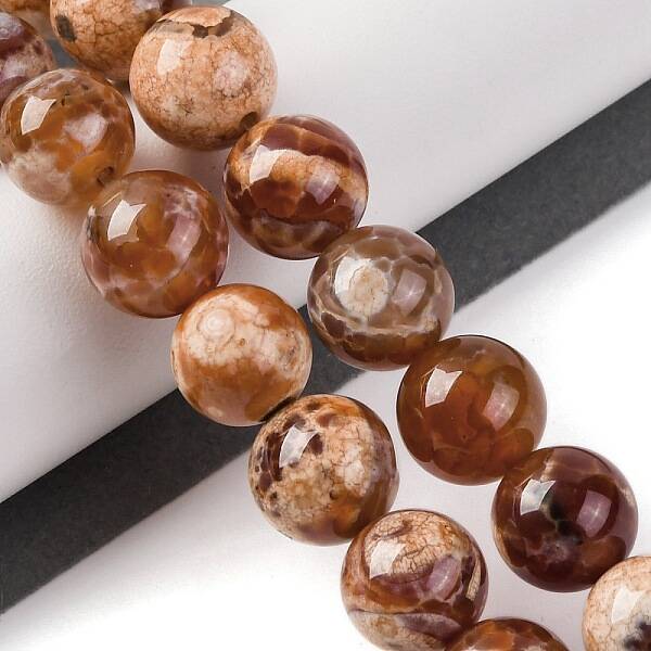 Natural Fire Crackle Agate Beads Strands