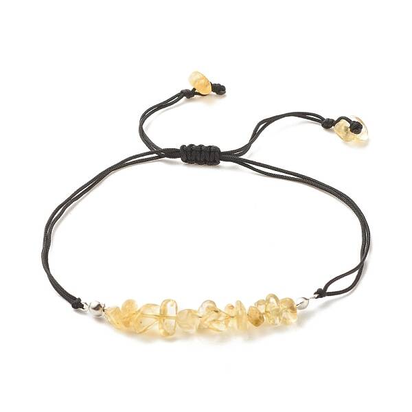 Natural Citrine(Dyed & Heated) Chips Braided Bead Bracelet