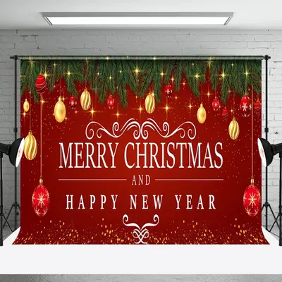 Aperturee Green Leaf Bell Red Festive Merry Christmas Backdrop