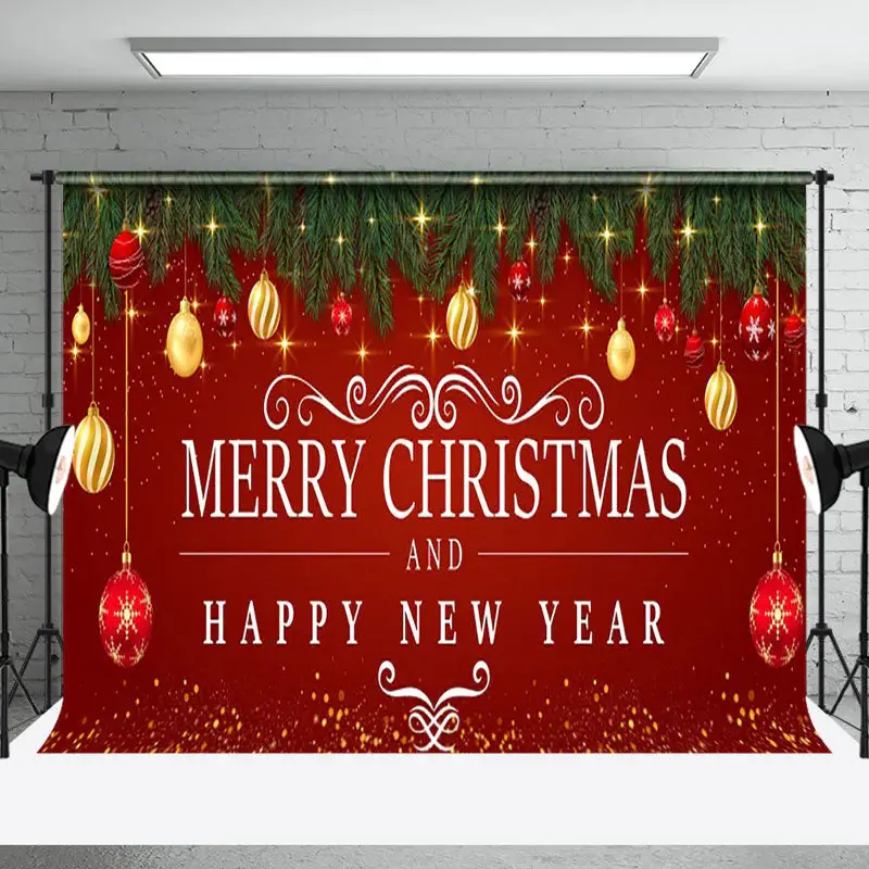 Aperturee Green Leaf Bell Red Festive Merry Christmas Backdrop