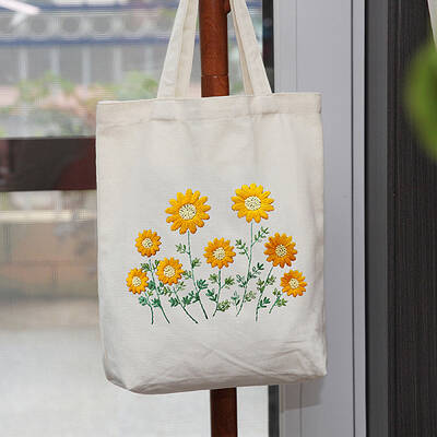 DIY Sunflower Pattern Tote Bag Embroidery Kit