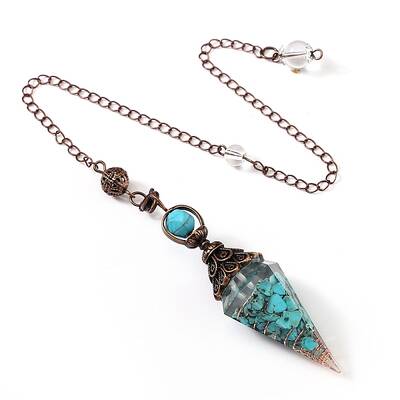 Synthetic Turquoise & Resin Hexagonal Pointed Dowsing Pendulums