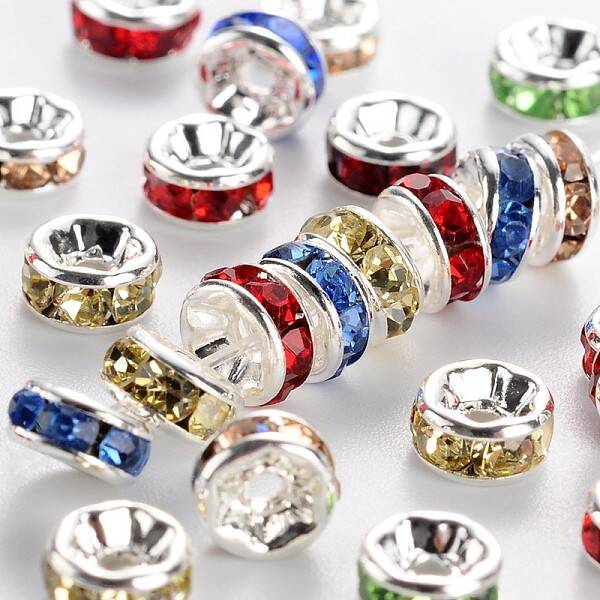 Brass Rhinestone Spacer Beads