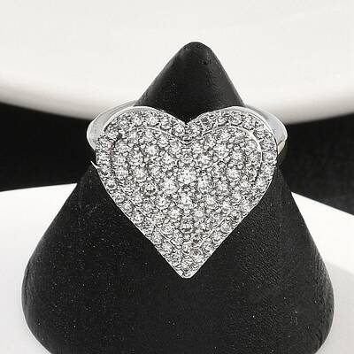 Heart Brass Micro Pave Cubic Zirconia Cuff Rings for Women
