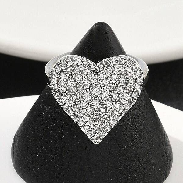 Heart Brass Micro Pave Cubic Zirconia Cuff Rings for Women