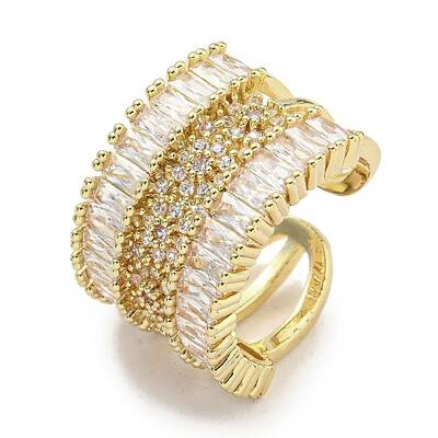 Brass Micro Pave Cubic Zirconia Cuff Rings