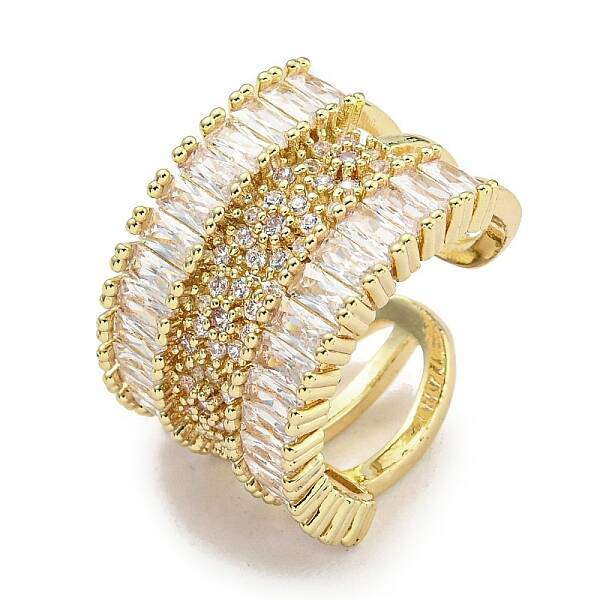 Brass Micro Pave Cubic Zirconia Cuff Rings