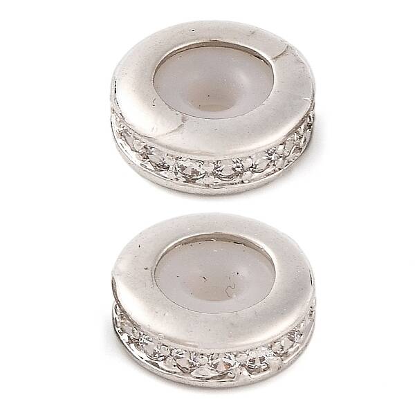 Rack Plating Brass Clear Cubic Zirconia Beads