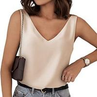 2023 Amazon Hot-Selling V-Neck Backless Deep V Silk Summer Satin Sleeveless Shirt Basic Camisole
