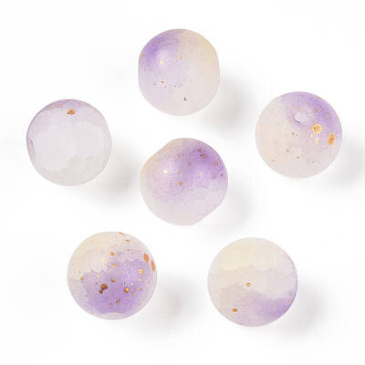 Frosted Baking Painted Crackle Glass Beads with Glitter Powder