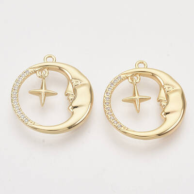 Brass Micro Pave Clear Cubic Zirconia Pendants