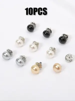 Solid Color Pearl Decor Safety Pin, Durable Fixed Pin for Women's Shirt Sweater, Fashion Accessories for Daily Wear