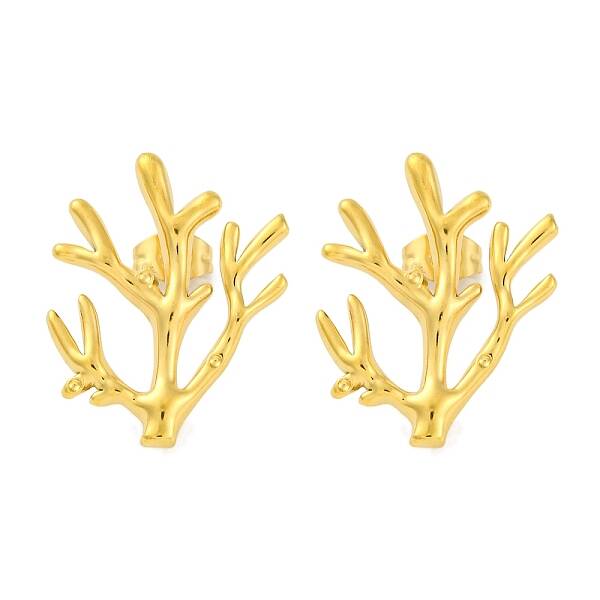 Ion Plating(IP) 304 Stainless Steel Tree Branch Stud Earrings