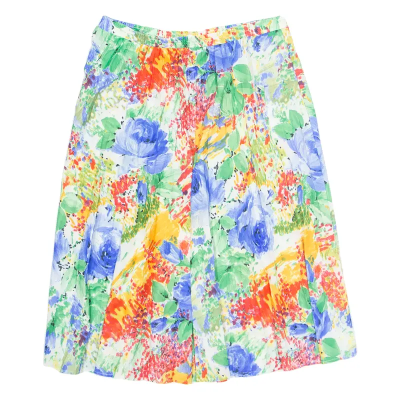 Womens A-Line Skirt Red Knee Length Floral L