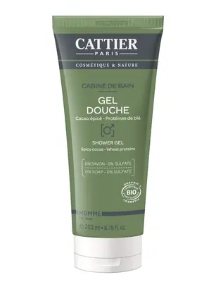 Cattier Men's Shower Gel 3 in 1 Organic Body, Hair and Beard 200ml