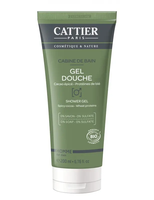 Cattier Men's Shower Gel 3 in 1 Organic Body, Hair and Beard 200ml