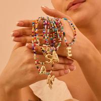 Colorful Letter Necklace for Women Bubble Initial Letter Necklace Handmade Beaded Necklace DaintyCute Beach Boho Necklace for...