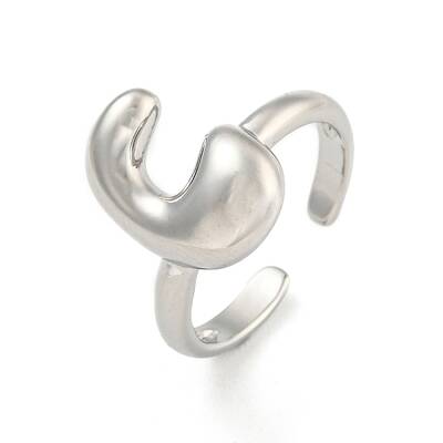 Brass Letter Open Cuff Rings for Women