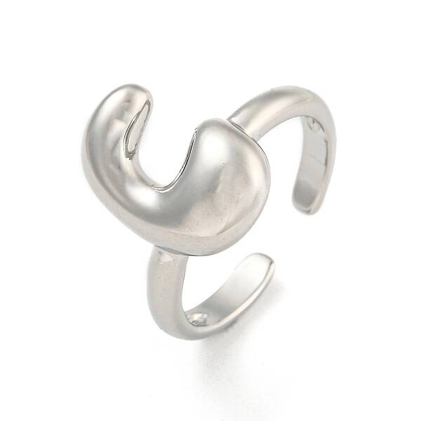 Brass Letter Open Cuff Rings for Women