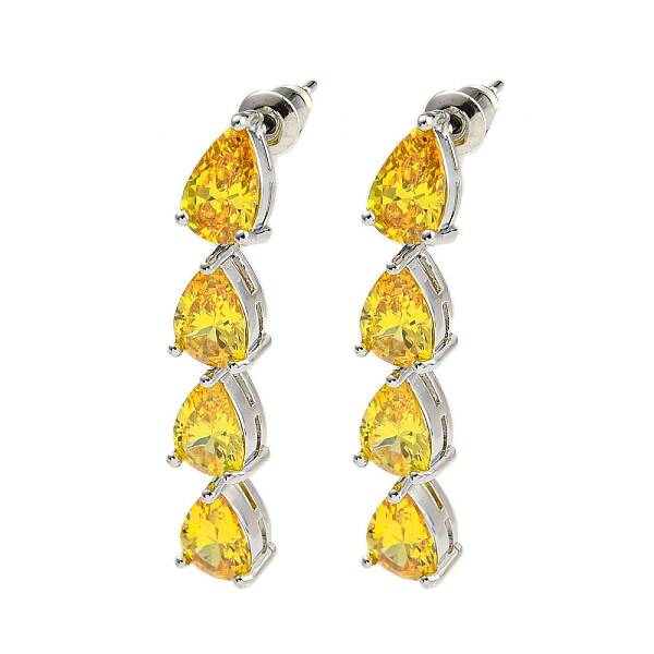 Rack Plating Platinum Tone Brass Cubic Zirconia Studs Earrings for Women