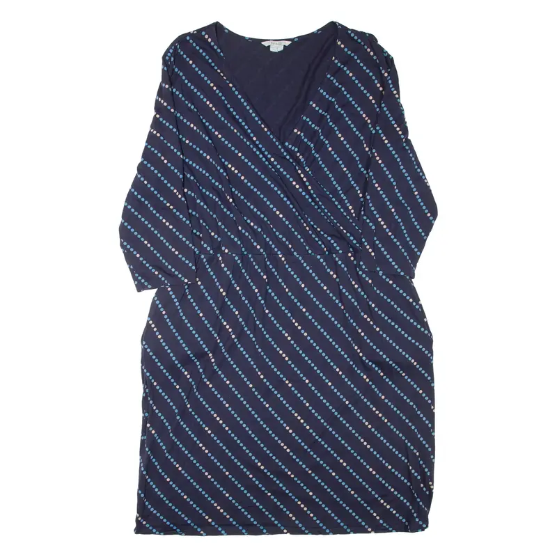 BODEN Womens Day Dress Blue Spotted Long Sleeve Knee Length UK 22