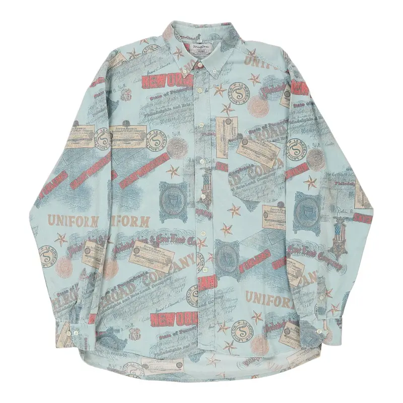 Uniform Patterned Shirt - XL Blue Cotton