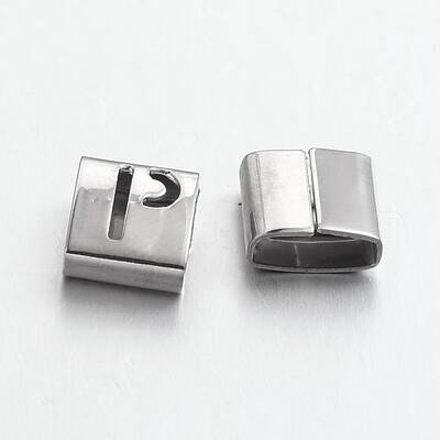 Tarnish Resistant Letter Style 201 Stainless Steel Square Slide Charms