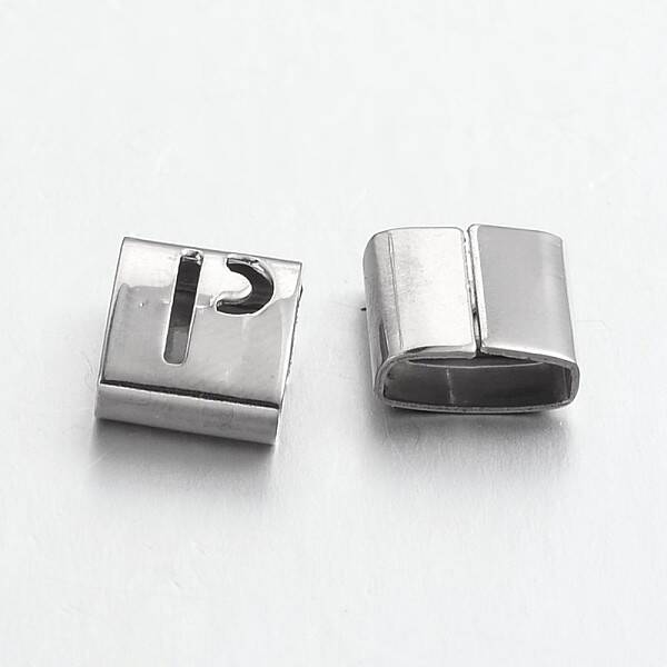 Tarnish Resistant Letter Style 201 Stainless Steel Square Slide Charms