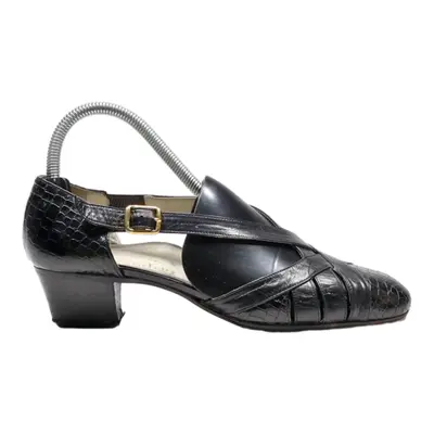 ALEXANDRIA Strappy Heels Black Leather Womens UK 4.5